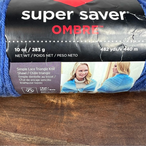 Red Heart Super Saver Ombre Medium Acrylic True Blue Yarn, 482 yd NEW - Picture 4 of 8